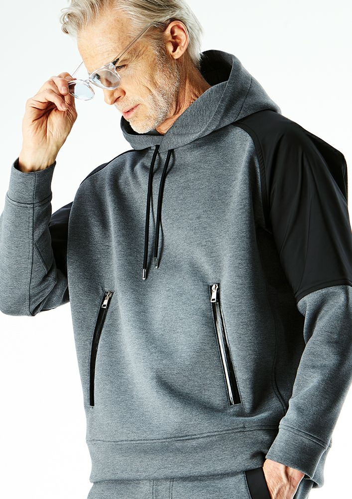 AKM】AIR CUSHION/LIMONTA TAFFETA COMBI HOODED -D.GRAY/BLACK