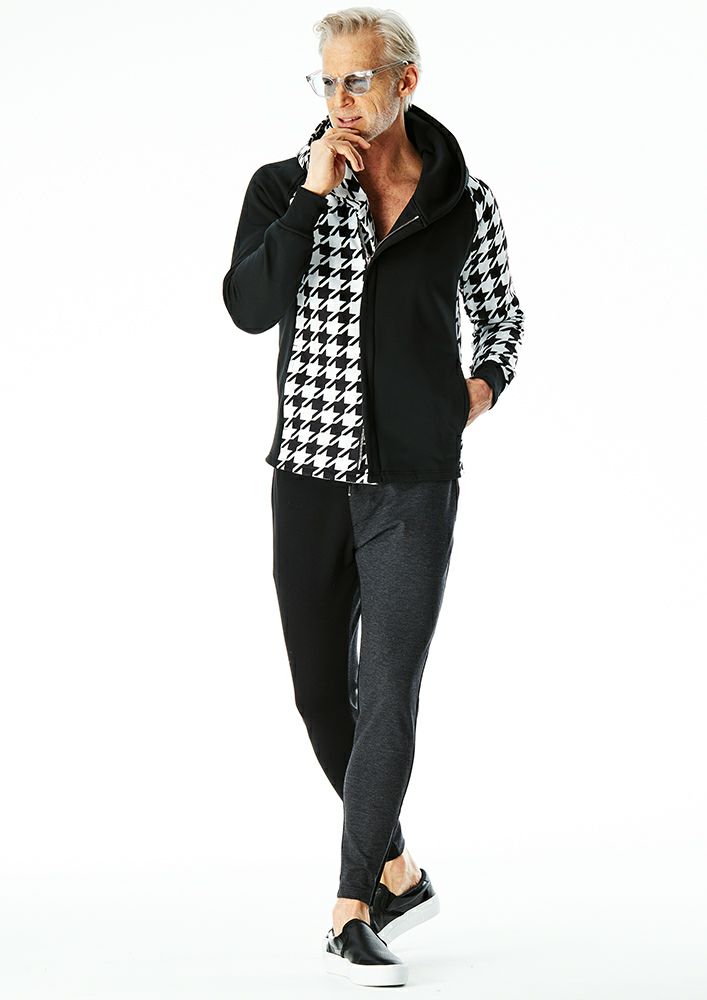 AKM】 TEXBRID HIGH GAGE FLEECE SOLID WRAP HOODED -BLACK/BLACK