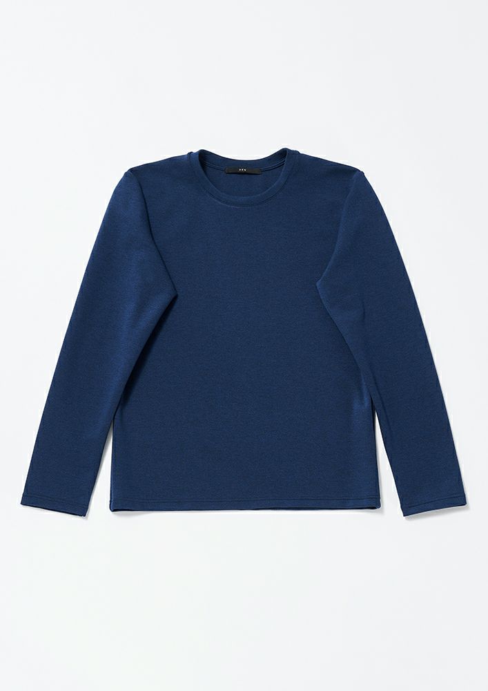 DUALWARM MOIST PONTI L/S CREW-NECK -NAVY-