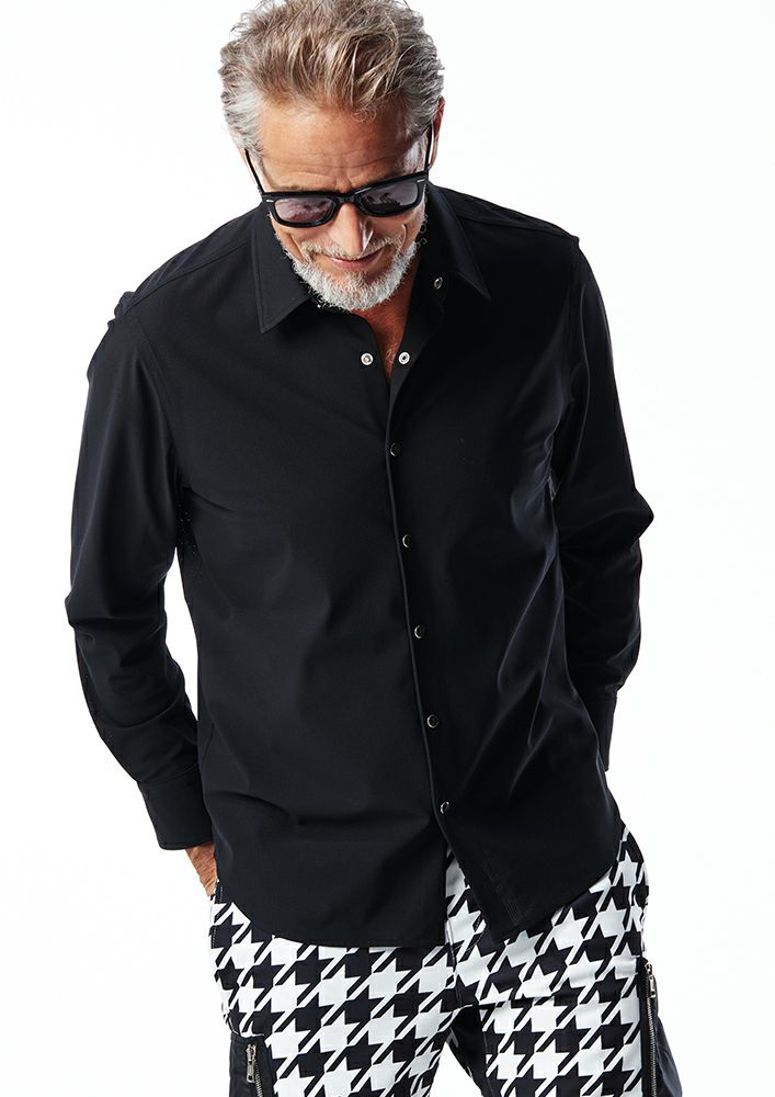 AKM】FREX DRY AIR DOTS L/S SNAP SHIRTS -BLACK-