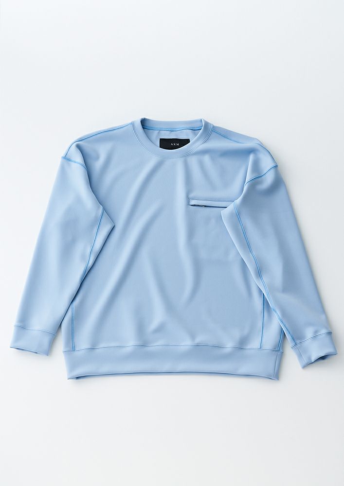 AKM】AQUA SUITING JERSEY DROP SHOULDER CREW -SAX-