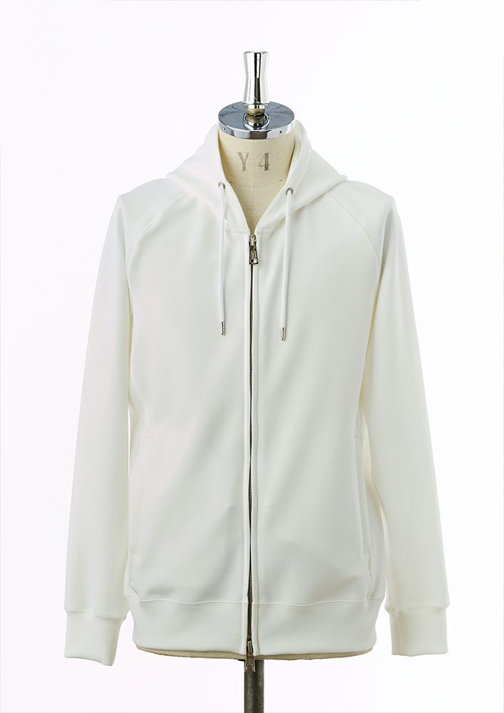AKM】AQUA SUITING JERSEY RAGLAN ZIP PARKA -WHITE-