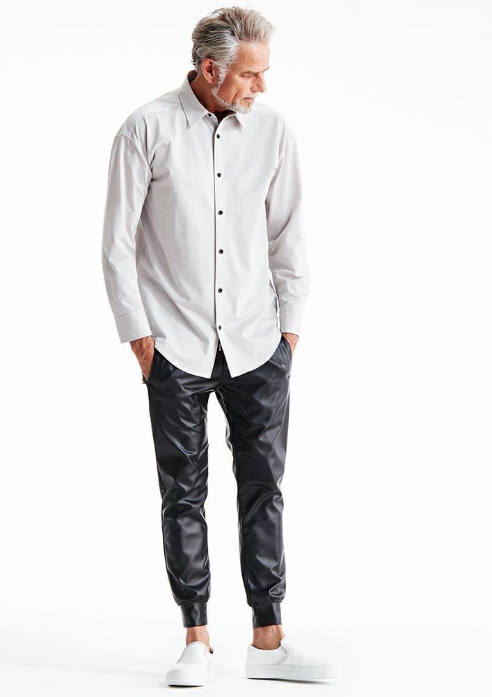 AKM】ECO LEATHER EASY RIB -BLACK-