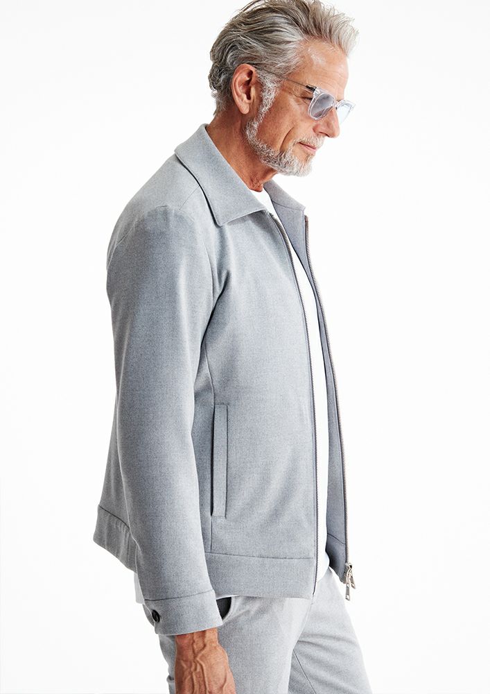 AKM】HEAT EFFECT STRETCH ZIP SHIRT JKT -L.GRAY-
