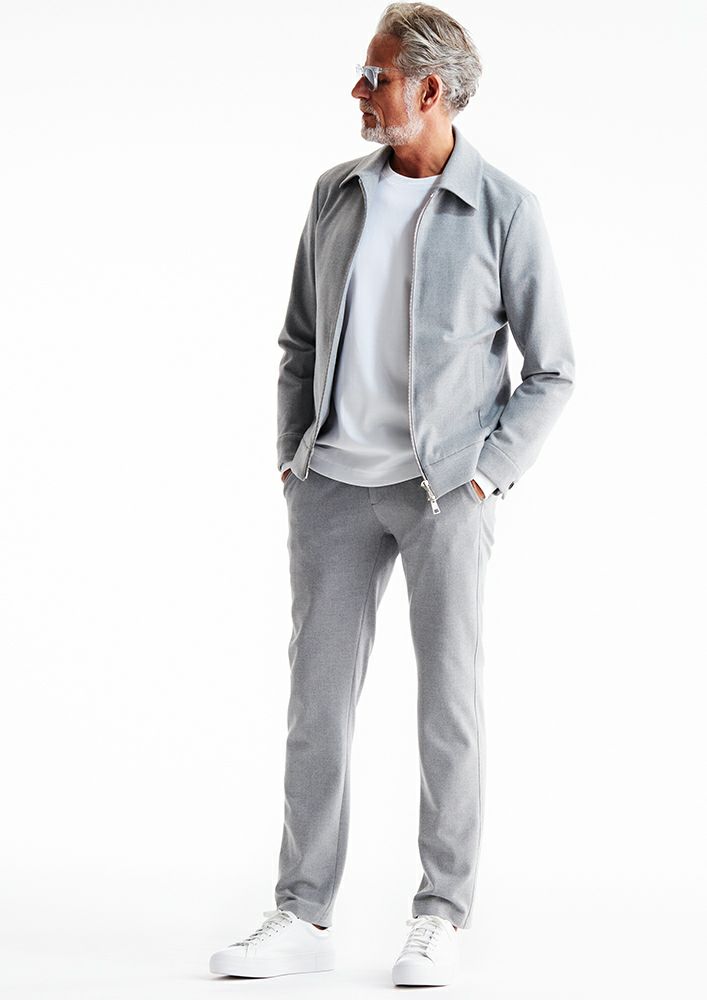 AKM】HEAT EFFECT STRETCH ZIP SHIRT JKT -L.GRAY-