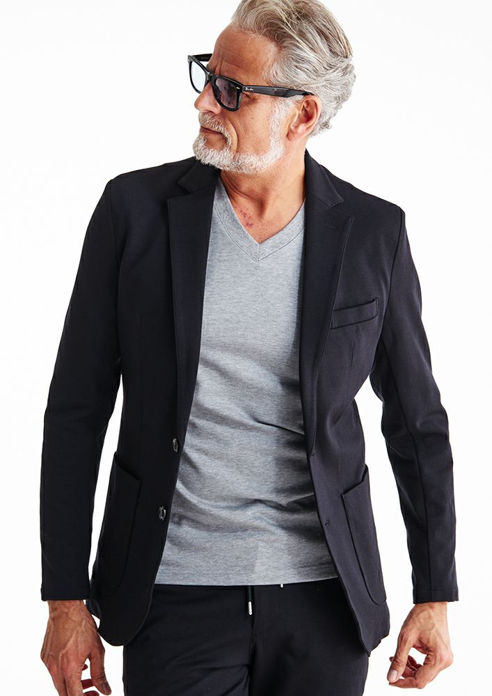 AKM】DUAL WARM BARE PONTI SWING EASY JACKET -BLACK-