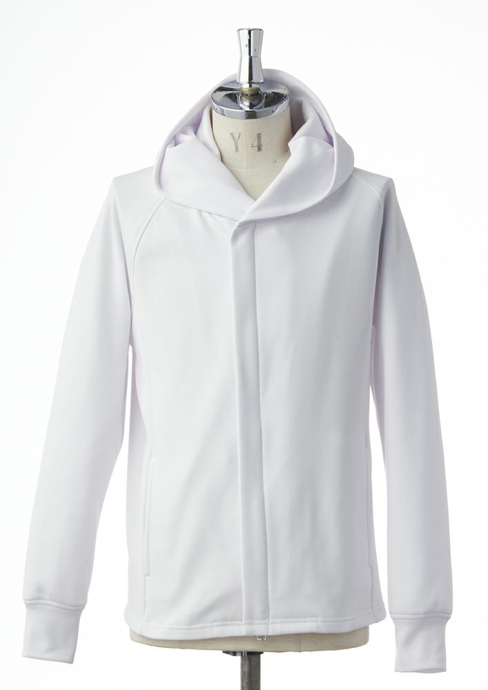 AKM】TEXBRID HIGH-GAGE JERSEY SOLID WRAP HOODED -WHITE-
