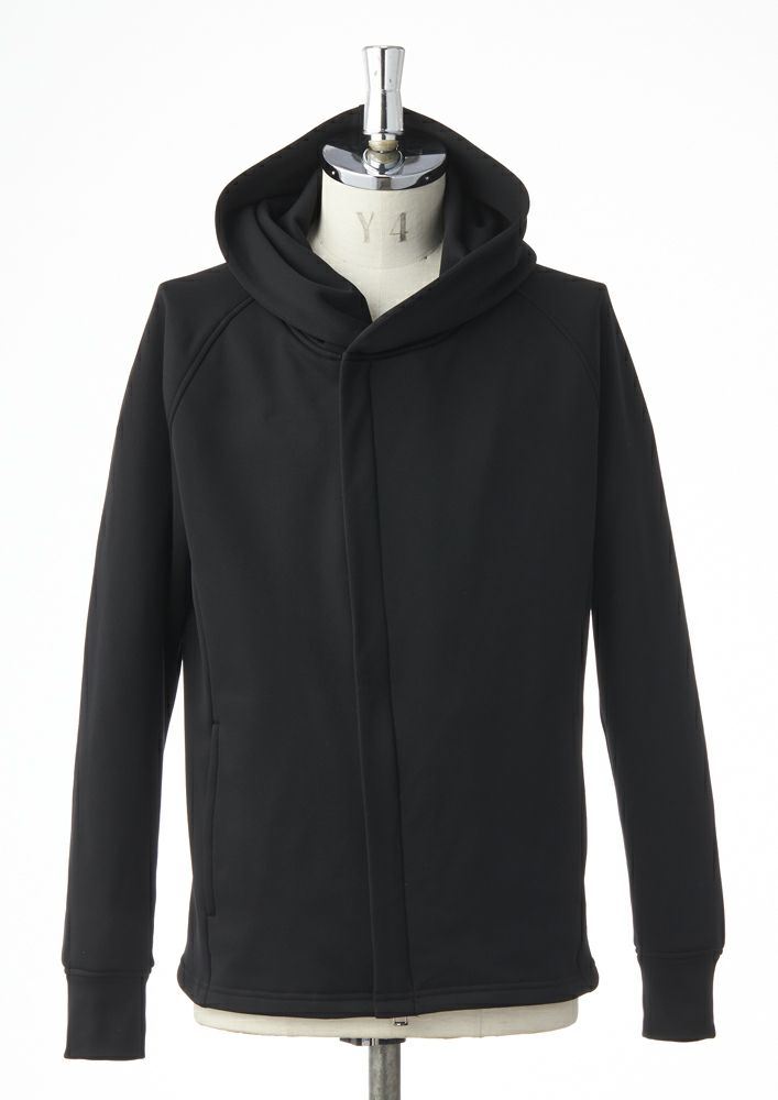 AKM】TEXBRID HIGH-GAGE JERSEY SOLID WRAP HOODED -BLACK-