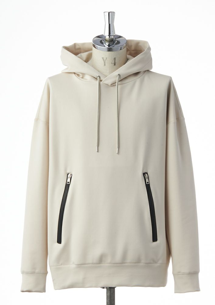 AKM】SKB PONTE BACK BRUSHED RELAX PULLOVER ZIP POCKET PARKA