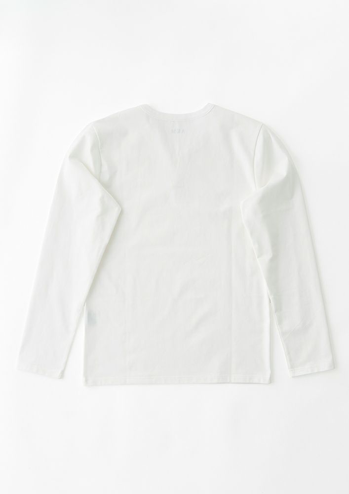 AKM】ORGANIC HEAVY JERSEY L/S KEY NECK -WHITE-