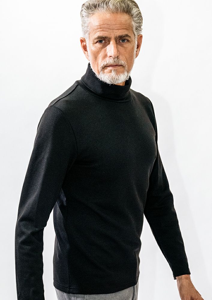 AKM】DUALWARM MOIST PONTI L/S TURTLE NECK -BLACK-